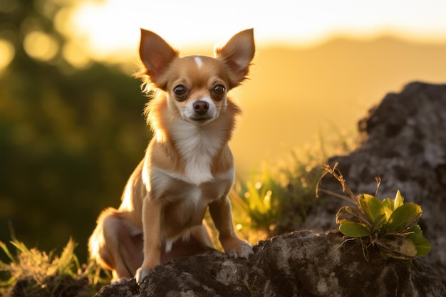 Un chihuahua debout dans la nature