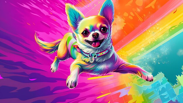 Chihuahua illustration colorée IA générative