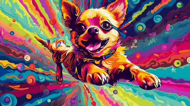 Chihuahua illustration colorée IA générative