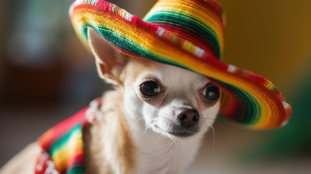 Un chihuahua portant un sombrero et un sombrero