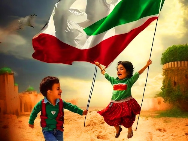 Children holding palestine flag embauche photos et images