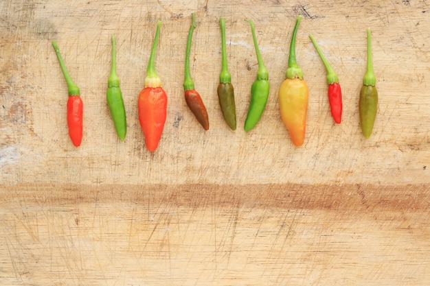 Chili vert rouge et brun