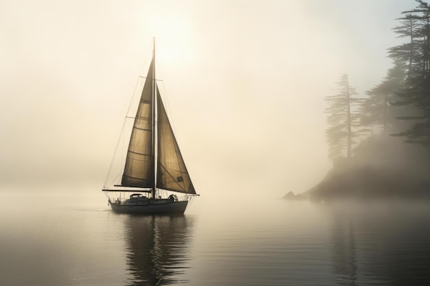 Chilly Sailboat journée brumeuse Générer Ai