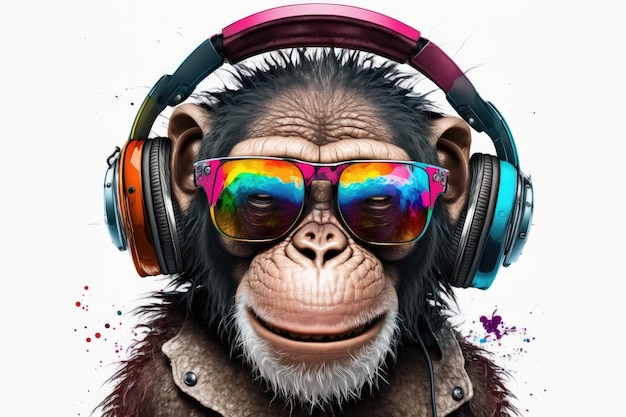 Chimpanzé Punk Coloré Chromies AI générative