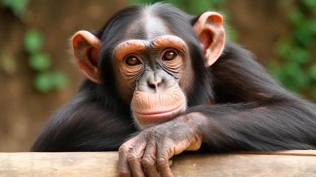 Un chimpanzé regardant la caméra Generative AI