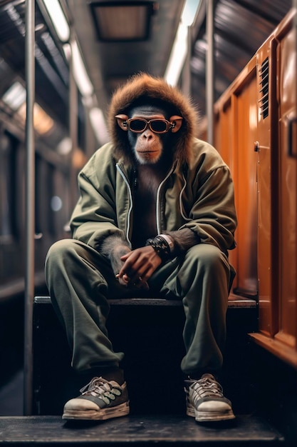 Chimpanzé en tenue hip hop