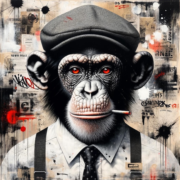 Un chimpanzé urbain Un portrait de street art