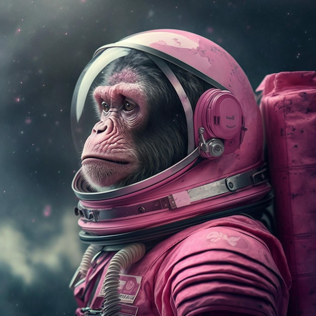 Photo un chimpanzé va dans l'espace en costume d'astronaute