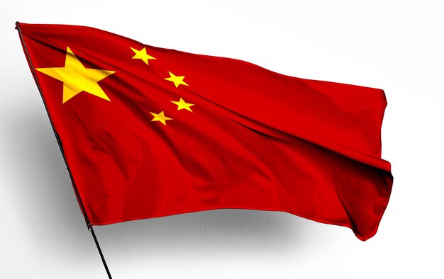 Chine, agitant le drapeau 3D et fond blanc Image
