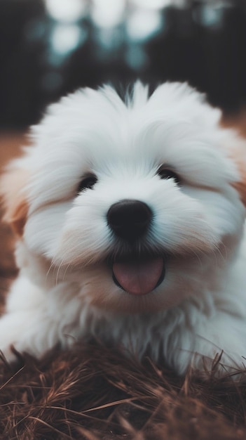 Un chiot au visage noir et blanc