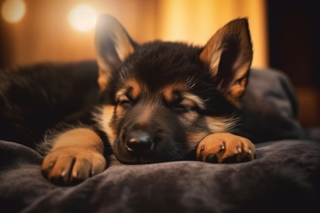 Chiot de berger allemand endormi AI génératif