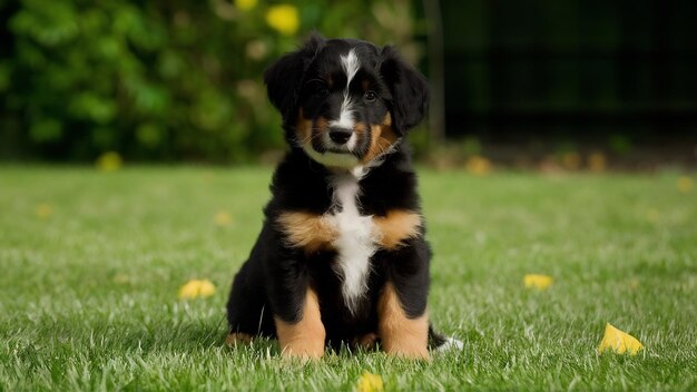 Un chiot de Berner sennenhund qui pose