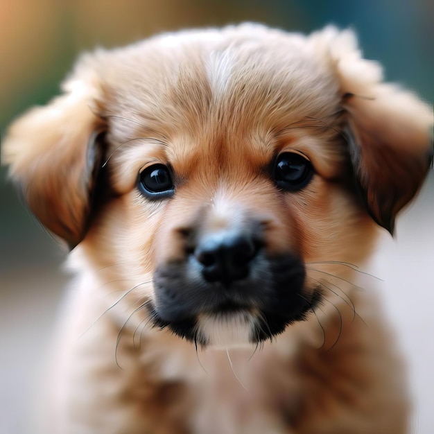 un chiot brun avec un nez noir et un nez noir IA générative