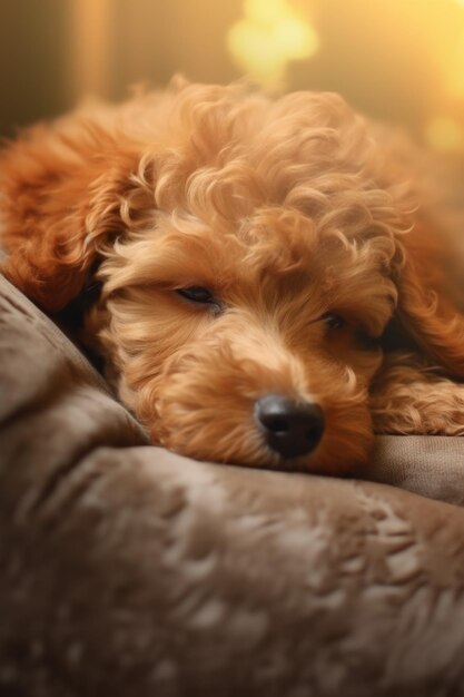 le chiot brun qui dort IA générative