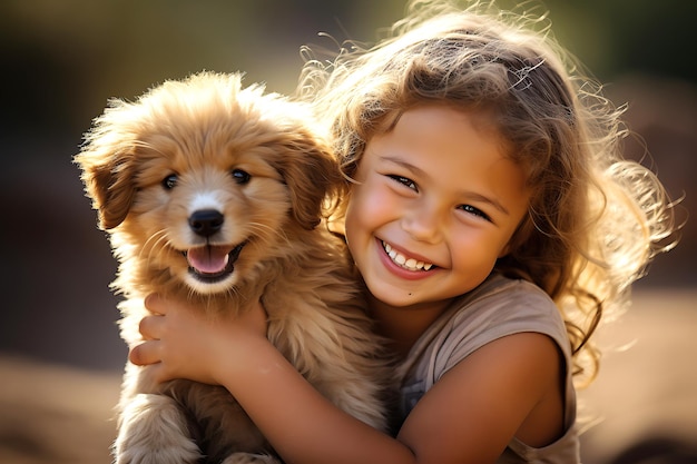 Chiot, chien et enfants Lien réconfortant et moments joyeux