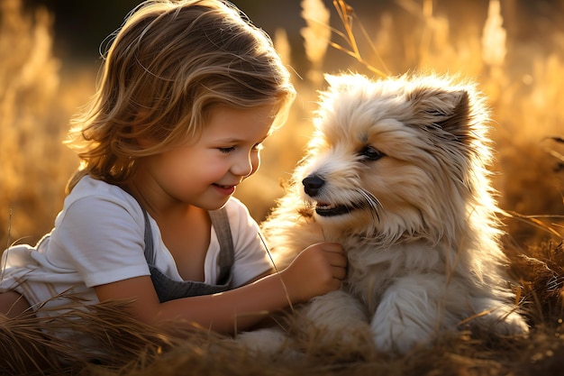 Chiot, chien et enfants Lien réconfortant et moments joyeux
