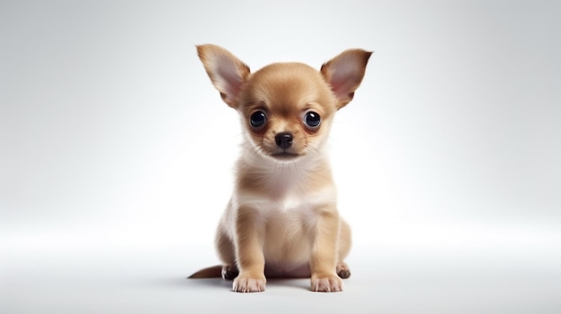 Chiot chihuahua mignon sur fond blanc