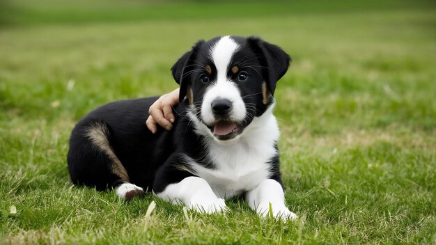 Un chiot croisé qui se gratte