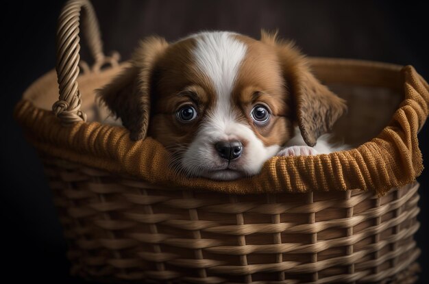 Chiot dans un panier