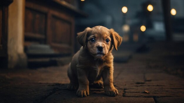 Un chiot effrayé.