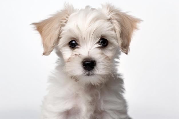 Un chiot avec un fond blanc