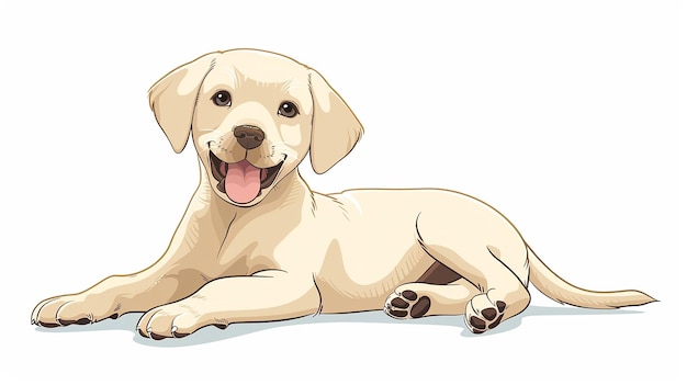 Chiot de golden retriever enjoué Illustration de style dessin animé Personnage d'animal de compagnie