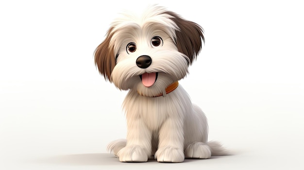 Chiot havanais PixarStyle sur fond blanc modèle 3D