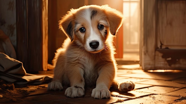 Chiot à l'intérieur de la maison