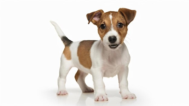 Le chiot de Jack Russell Terrier sur le blanc