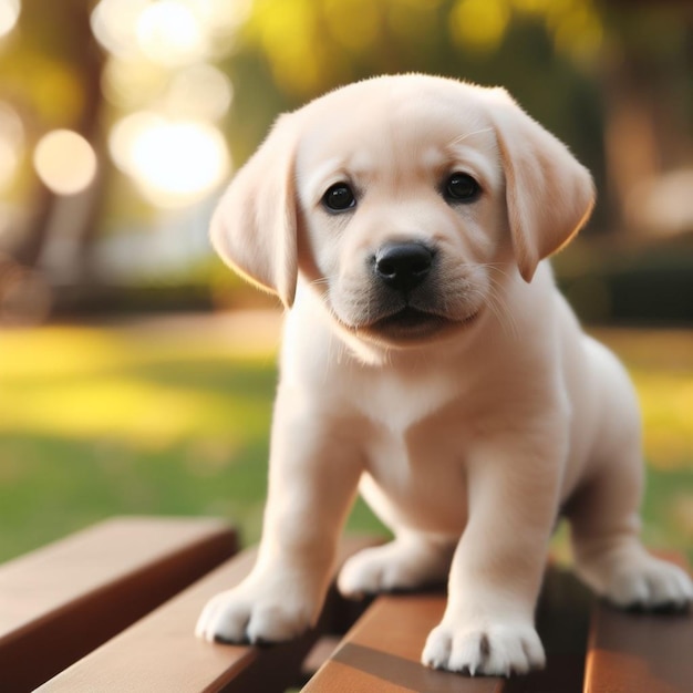 un chiot de laboratoire sur la table