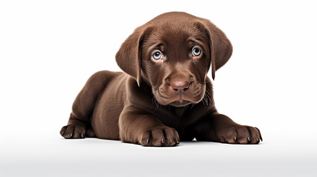 Chiot Labrador chocolat isolé sur fond transparent