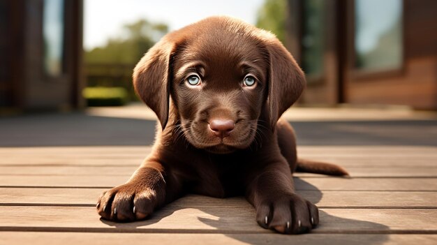 Chiot Labrador chocolat isolé sur fond transparent