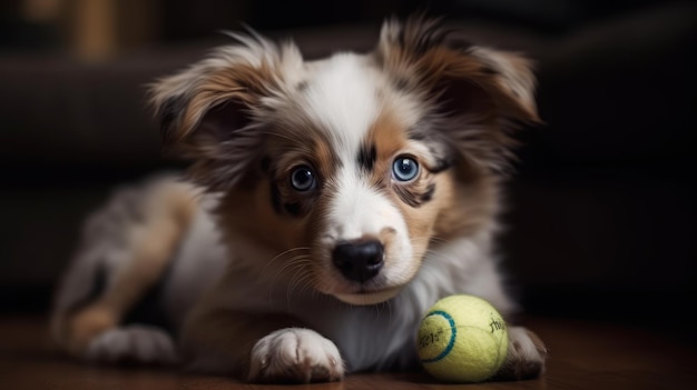 Chiot mignon avec gros plan yeux tristes