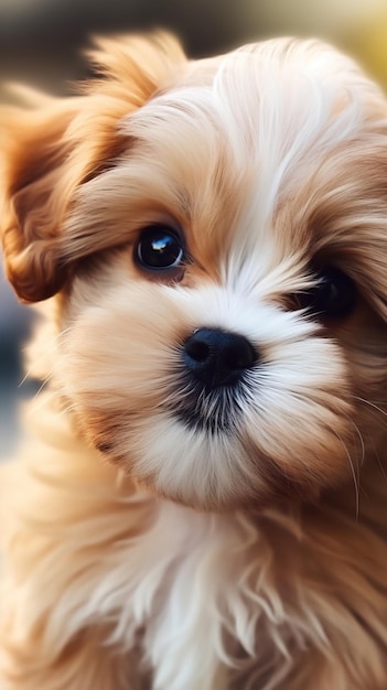 Un chiot avec un nez noir et un nez blanc.