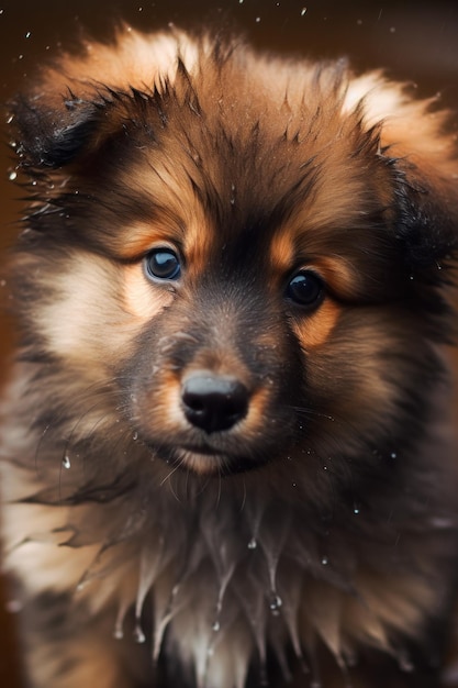 Un chiot avec un nez noir et un nez noir.