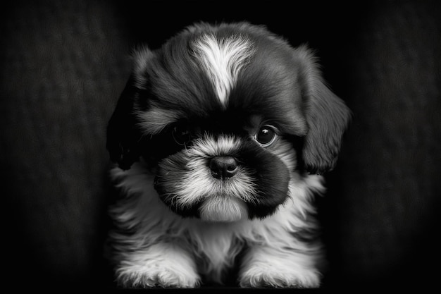 un chiot noir et blanc