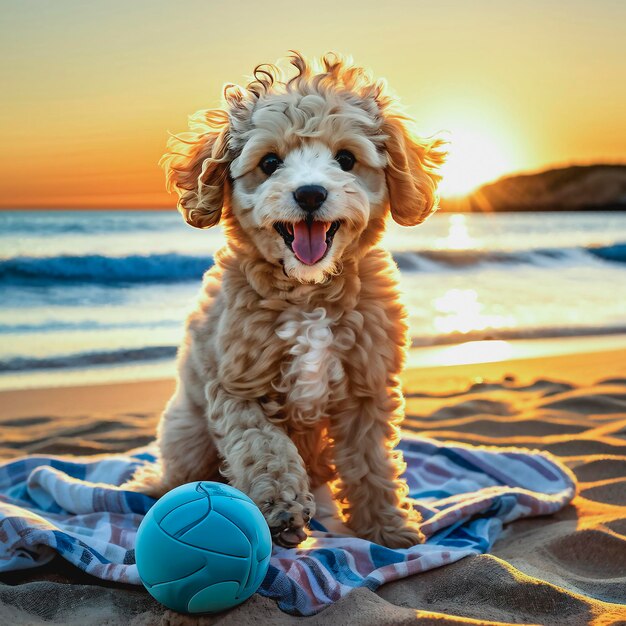 Photo un chiot sur la plage