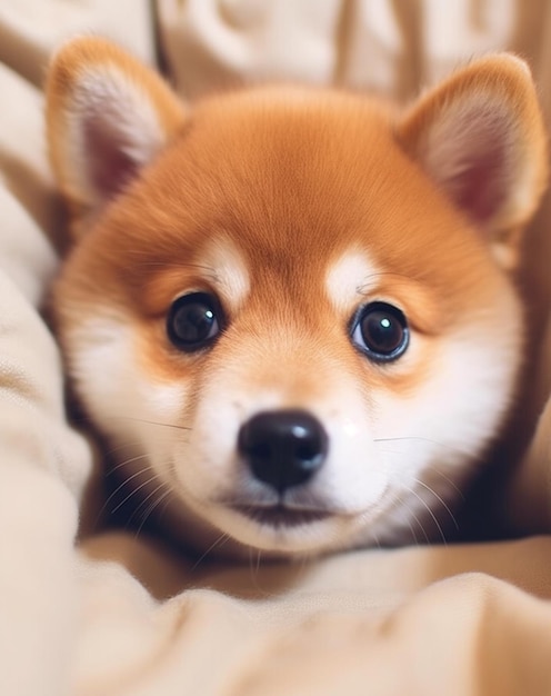 Chiot shiba inu avec un nez brun