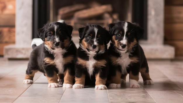 Des chiots de Berner sennenhund en pose