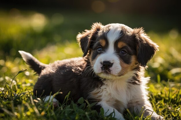 Des chiots enjoués à la lumière du soleil