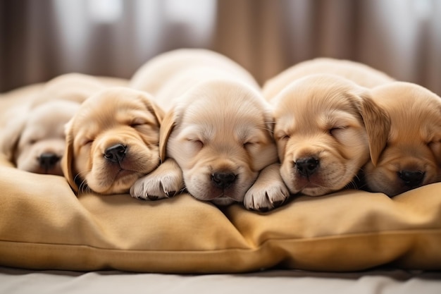 Des chiots de labrador qui dorment