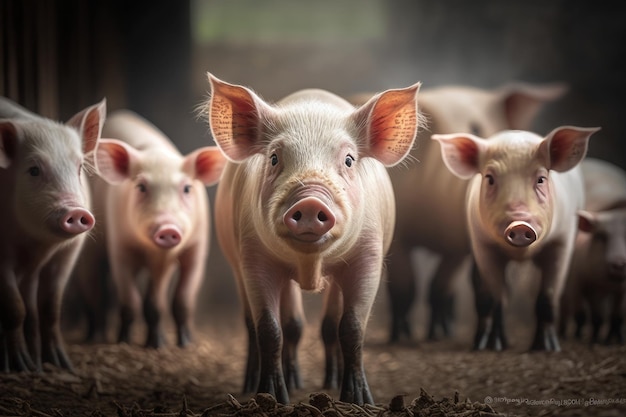 Des chiots de porc à la ferme