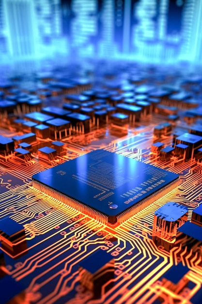 Chip informatique à haute résolution sur carte de circuit imprimé avec IA générative