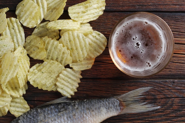 Chips à la bière et poisson