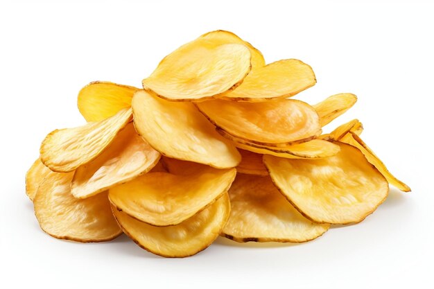 Chips de pommes de terre isolées sur fond blanc Ai générative