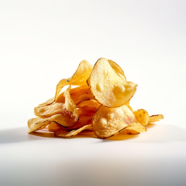 Chips de pommes de terre isolés sur fond blanc