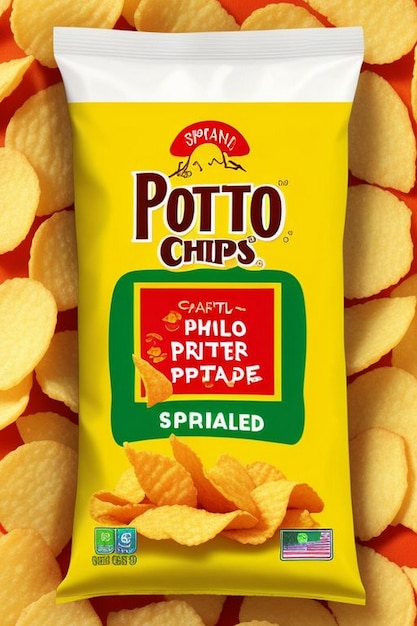 Des chips de pommes de terre ondulées et croustillantes avec un emballage réaliste, une affiche promotionnelle vectorielle 3D avec des snacks ondulés et croquants