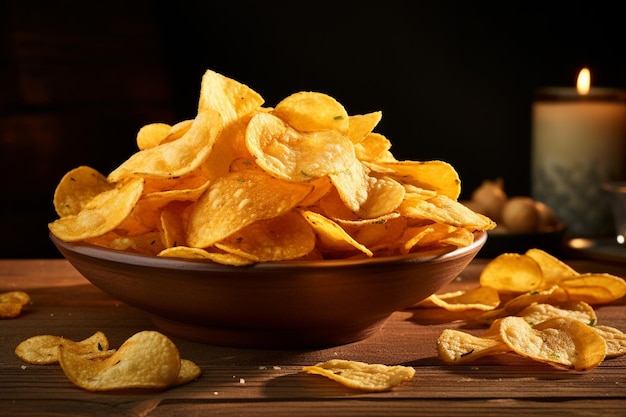 Des chips de pommes de terre photographiées