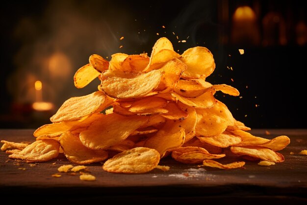 Des chips de pommes de terre photographiées