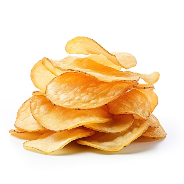 Chips de pommes de terre simplistes sur fond blanc générées par l'IA